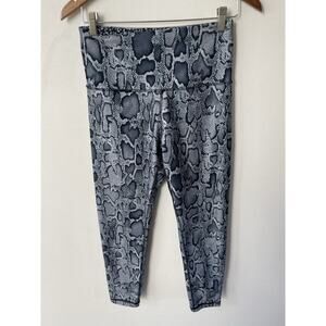 Nova Sport Womens Size Large Snakeskin Print Leggings Black Athleisure Jogging